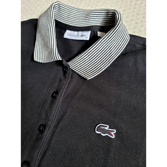 EUC Lacoste Womens Black Stretch Cotton Pique Mesh Polo Dress, 40 - Picture 3 of 7